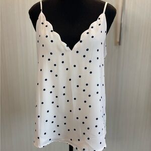 Social light Light Pink V-Neck Polkadot Camisole with Spaghetti Straps Size‎ M